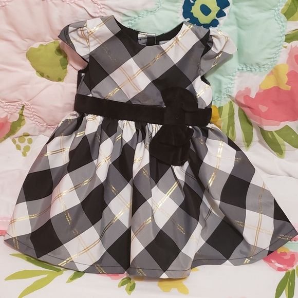 baby girl black and white plaid dress